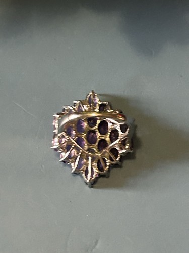 STERLING SILVER Large Diamond Shape Amethyst Ring 7.3 Gr SZ 8.5 BEAUTIFUL! - Picture 3 of 9