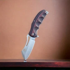 Spring Assist Pocket Knife Cleaver Blade Micarta Handle 
