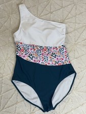 1-Piece Women's Bathing Suit XL One-Shoulder Floral Color Block Tropical Dreams