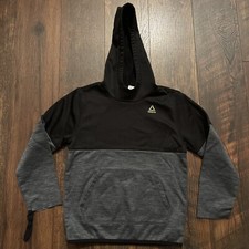 REEBOK Youth Hoodie Black Gray Small 6-7 Years Hoodie Polyester Boys Athletic