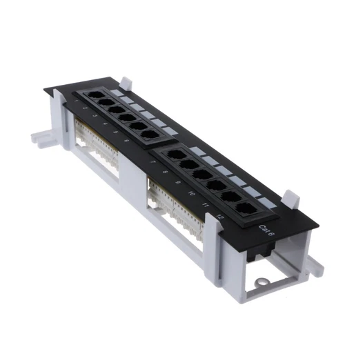 12-Port Blank Patch Panel Rack Mount Cable Management For Cat5e/Cat6 RJ45 Ethern