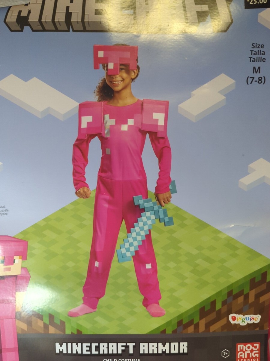 Kids' Minecraft Classic Armor Pink Cos-play Jumpsuit with Mask 7/8
