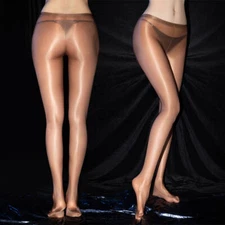 Plus Size Women Oil Shiny Glossy Stockings Pantyhose Sheer Silky Tights Clubwear