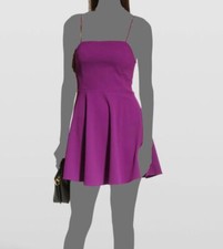 Alice + Olivia Women's Purple Glinda Spaghetti-Strap Fit Flare Mini Dress Size 6