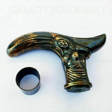 Antique Ladies Victorian Solid Brass Mermaid Head Handle For Walking Stick Cane