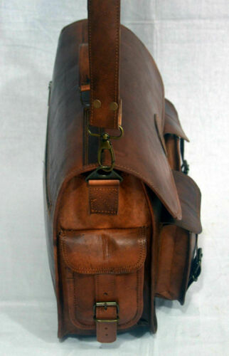 Vintage Handcraft Leather Bag Business Messenger Laptop Shoulder Briefcase Brown - Picture 3 of 4