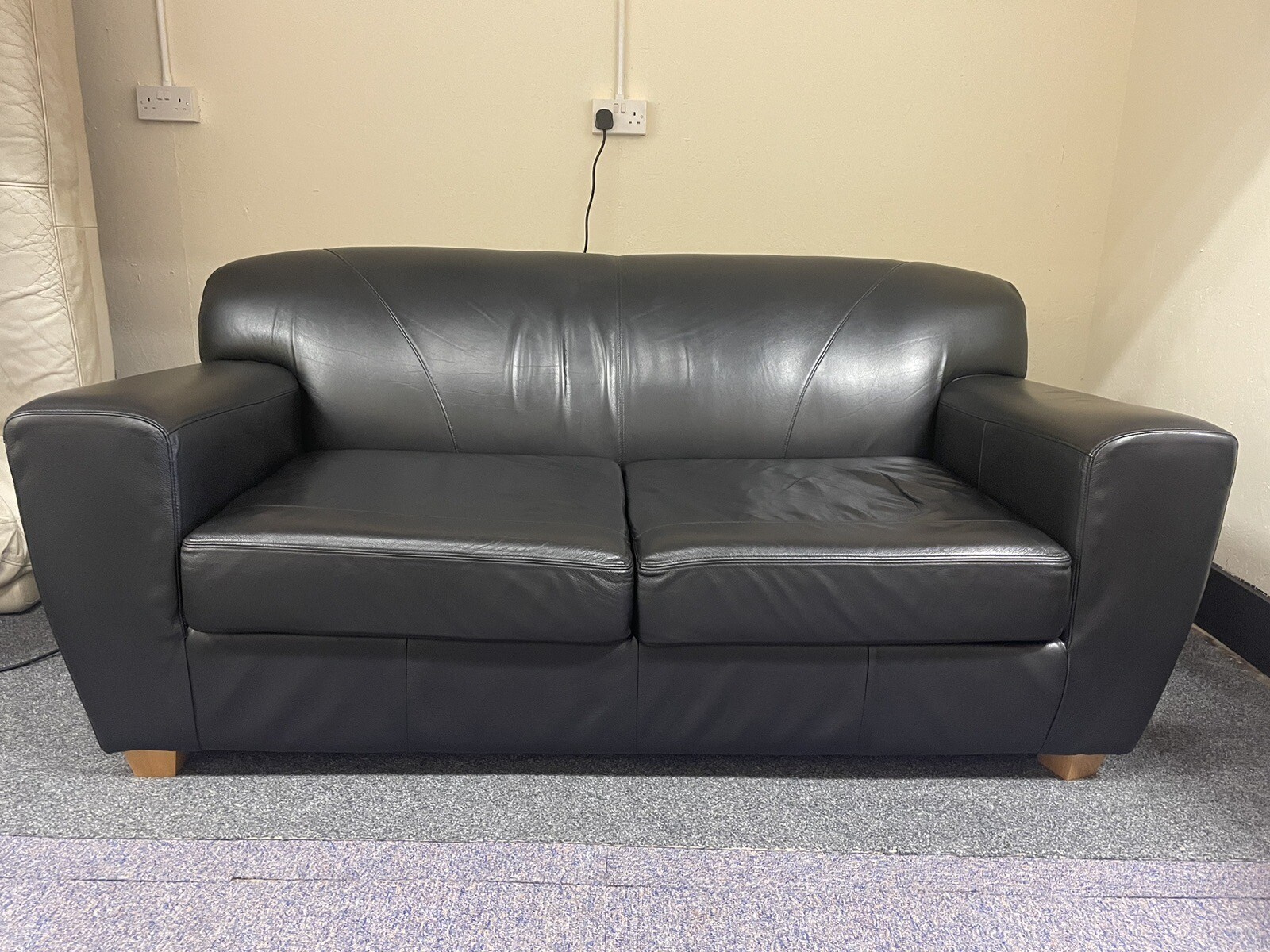 Black Leather Sofa Bed eBay