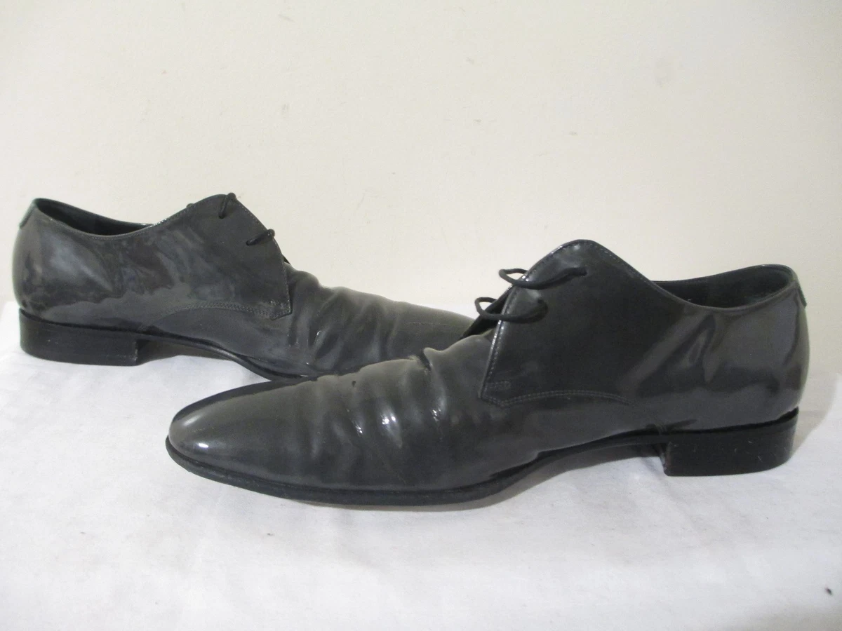 SALVATORE FERRAGAMO OLIVE PATENT LEATHER DERBY ANDREA OXFORDS