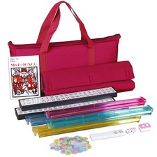 American Mahjong Set 166 Tiles 4 Colors Pushers/Racks with Soft Bag at Home
