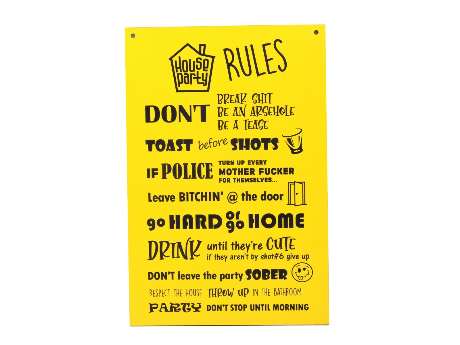 House Party Rules Novelty sign eBay