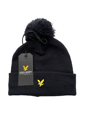 Lyle & Scott Vintage Knit Pom Rib Beanie Navy