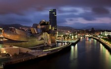 Landscape bilbao spain museum skyscraper architecture Custom Gaming Mat Desk