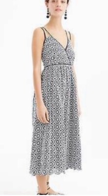 NWT J.Crew Strappy Midi in Navy White Eyelet Cutout Embroidered Dress 10 |  eBay
