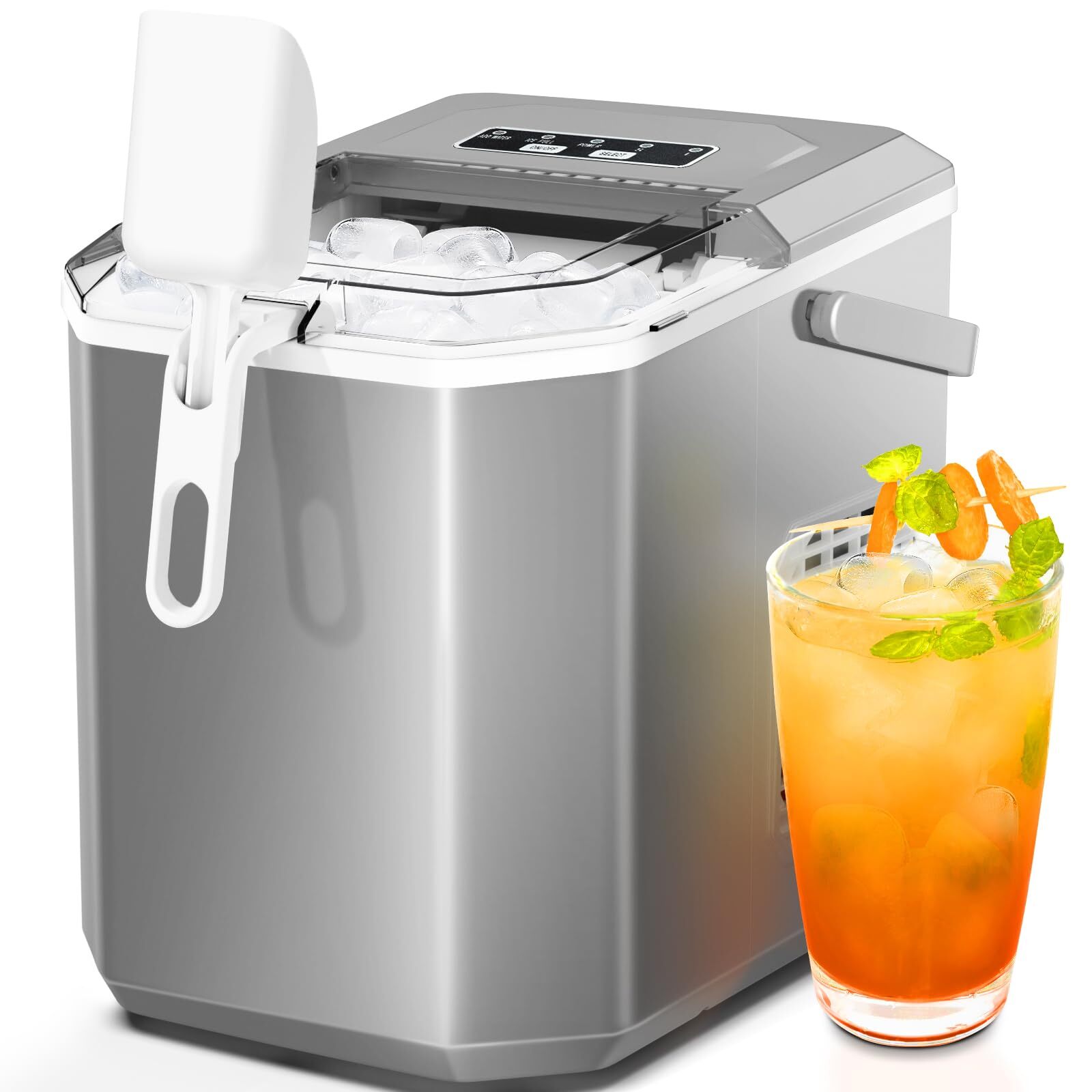 Countertop Ice Maker,Portable Ice Machine with Carry Handle,Self-Cleaning,Bas...