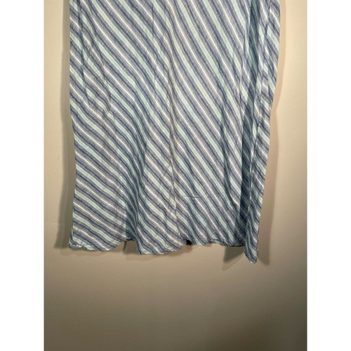 Vintage Cherokee 100% Linen Blue Striped Midi Skirt - Picture 3 of 8