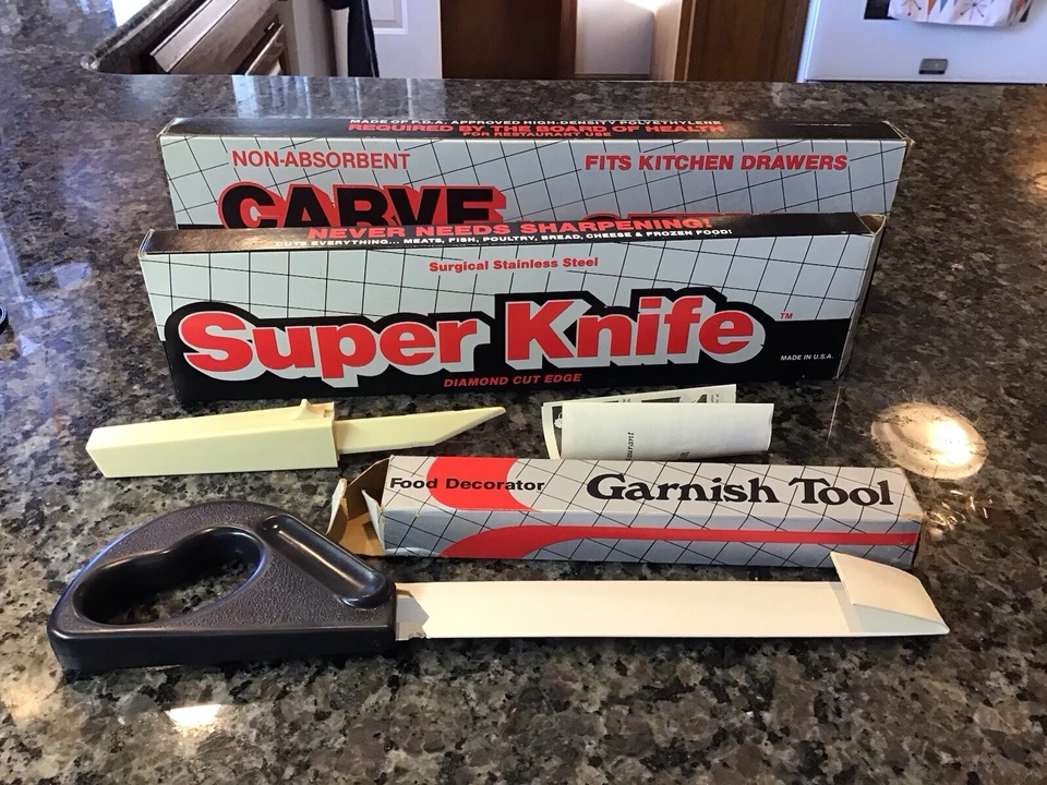 SUPER SHARP INC LOT Stainless Steel Knife Garnish Tool Folding Cutting Board USA - Image 4 of 4