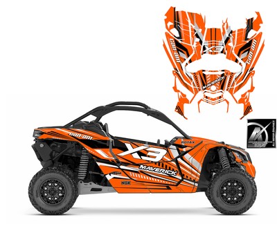 Can am Maverick X3 custom graphics wrap kit 24 mil thick design #V2001 Orange