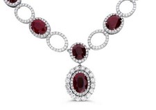 LARGE 28.14CT DIAMOND & AAA RUBY 18KT WHITE GOLD OVAL & ROUND ETERNITY NECKLACE