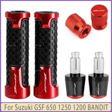 Red - For Suzuki GSF 650 1250 1200 BANDIT Handlebar Grips Bar End Cap Tire Valve