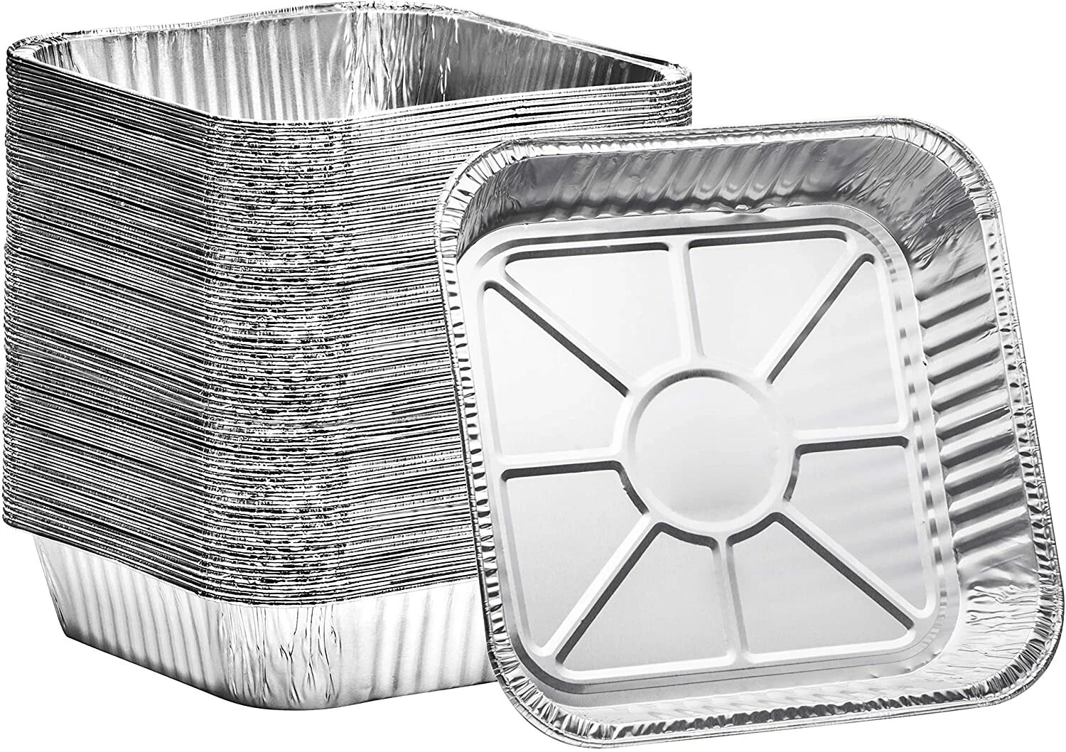 (100 Count) 8" Square Disposable Aluminum Foil Baking Pans