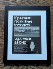Orologio Rolex 1005 con cornice 1968 Ford GT40 Porsche 910 auto da corsa ANNUNCIO STAMPA VINTAGE