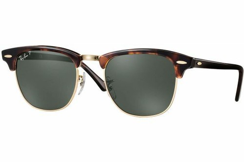 Ray-Ban Clubmaster Tortoise Acetate Polarized 49mm Sunglasses RB3016 99058 49 - Afbeelding 1 van 3