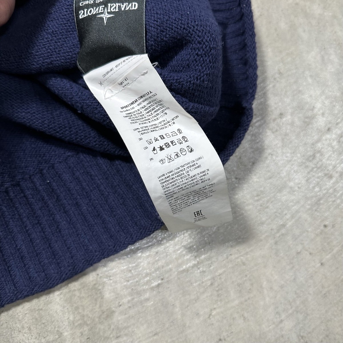 Stone Island Dark Blue Navy Thin Knit Sweater Adult LARGE Italy