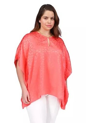 Michael Kors Women's Plus Ocelot Dogtag Top, Sea Coral 0X