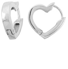 Stylish Sterling Silver Heart Shape Huggie Earrings - Genuine .925 Silver