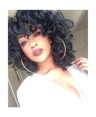 ELIM Short Curly Kinky Wigs for Black Women Fluffy Wavy Black