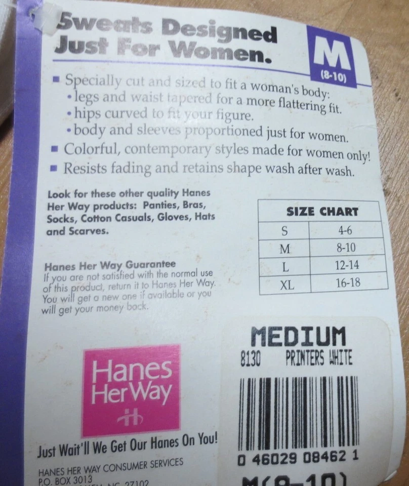 Hanes ее путь пот короткие средний 8-10 белый 36 пара 2 кармана 50 хлопок/50 поли - Изображение 4 из 4