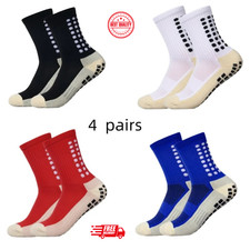 4 Pairs Men's Soccer Socks Non-Slip Grip Pads Anti-Skid Football Basketball Spor