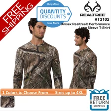 🔥 RealTree Unisex Realtree Performance Long Sleeve T-Shirt Up To 4XL RT3102