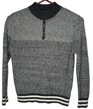 Cat Jack Sweater Boys Sz M Gray 1/4 Zip Mock Neck Long Sleeve Warmth