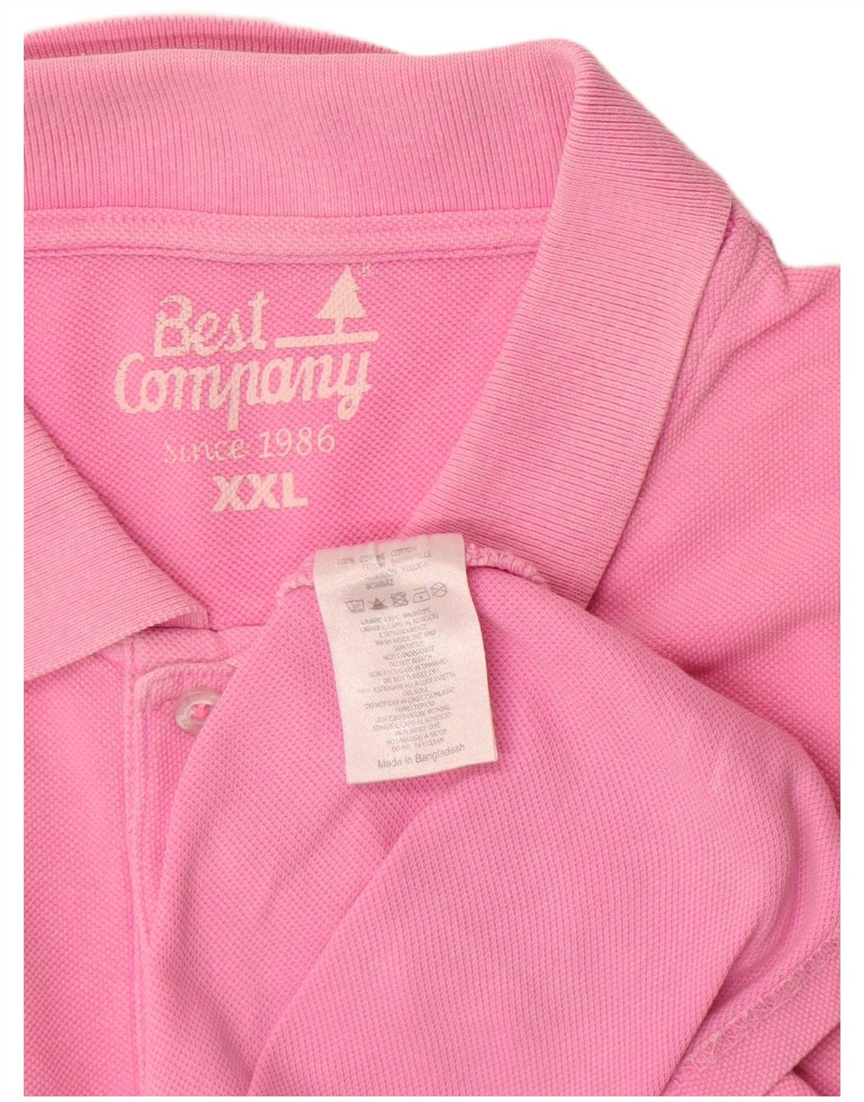 Best Company Mens Polo Shirt 2XL Pink Cotton CB07 image 5