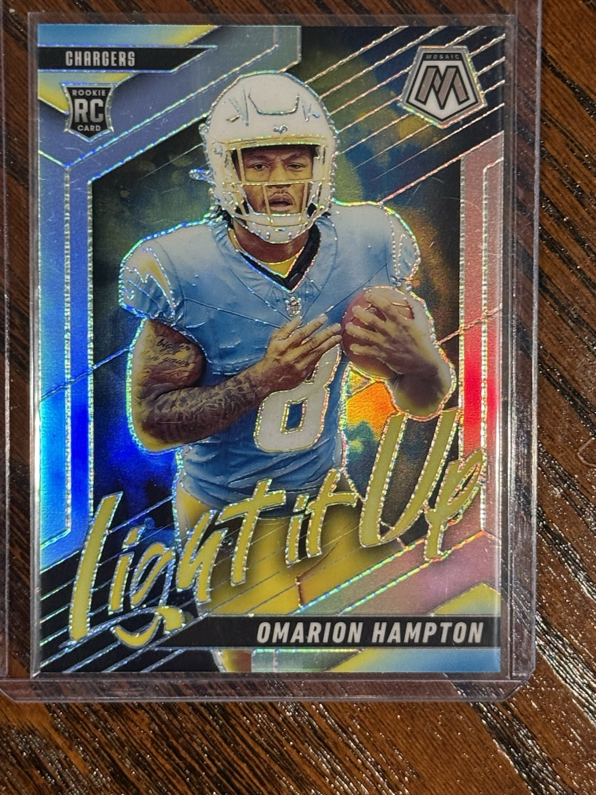 2025 Panini Mosaic Men of Mastery Omarion Hampton #16 Silver Prizm (RC)