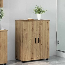 Cabinet de salle de bain avec porte Bois d'ingénierie & Métal vidaXL vidaXL
