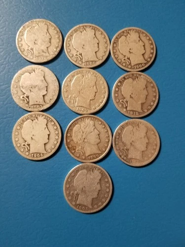 TEN Barber Half Dollars