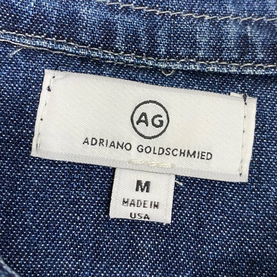 Camisa ocidental AG Adriano Goldschmied masculina M Benning utilitária denim cambraia NOVA - Imagem 3 de 4