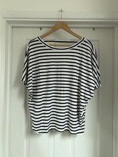 Women’s New Look White & Black Striped Short Sleeve Batwing Top Size 12