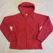 Columbia Hoodie Girls 14/16 Pink Fleece Full Zip Lightweight Hooded Sweatshirt