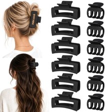 12 Pcs Hair Clips for Women, 2 Styles  2 Sizes Matte Claw Clips for Black