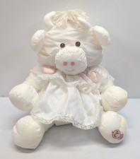 Vintage 1986 Fisher Price Puffalump Cow Plush White Lace Dress Stuffed Animal