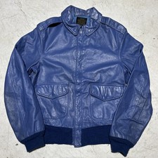Vintage 1970s Avirex Blue Type A-2 Leather Bomber Jacket