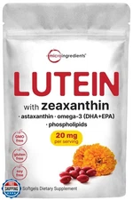 Micro Ingredients Lutein and Zeaxanthin 20mg Softgels, 400 Count, with Astaxa