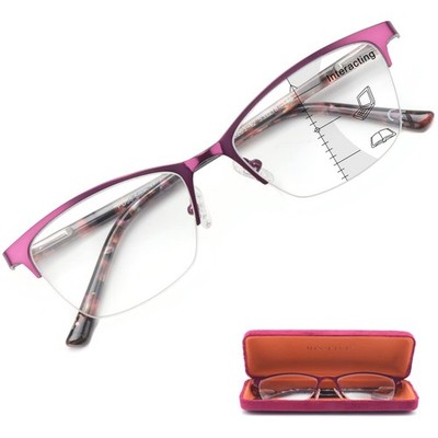 Premium Progressive Multifocus Metal Computer Reading Glasses For Women & A H...
