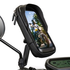 Waterproof Motorcycle Phone Mount Rearview Mirror Holder 360 Rotation Visor