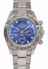 Rolex Daytona Chronograph 18k White Gold Custom Blue Dial 40mm Watch D 116509