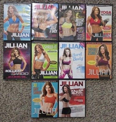 Jillian Michaels 10 DVD lot - Shred, Cardio, Weights, Yoga Body, Buns EXERCISE