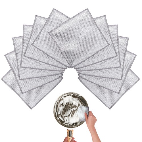 Wire Dishwashing Rags for Wet 12pcs Multipurpose Non-Scratch Kitchen Mesh Dis...
